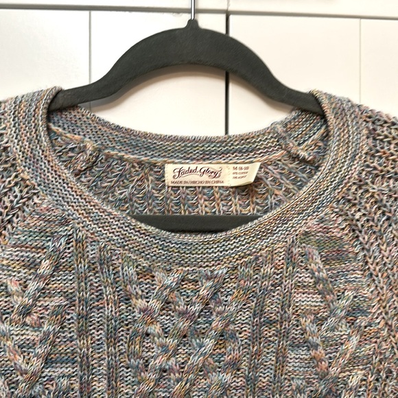 Gray & Multi Colored Crochet Knit Crew Neck Sweater Sz MED NWOT FIRM PRICE! - Picture 3 of 5